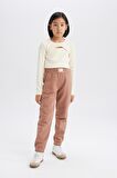 DeFacto Kız Çocuk Standart Fit Beli Paçası Lastikli Basic Düz Jogger Eşofman Altı D3206A824WNBN569