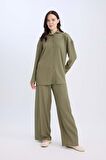 DeFacto Bürümcük Pantolon Straight Fit Beli Lastikli Basic Düz Geniş Bol Paça D7522AX24AUKH82