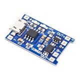 TP4056 Akım Korumalı 1A Lipo Batarya Şarj Modülü (Micro USB)