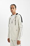 DeFactoFit  Standart Fit Normal Kesim Skuba Dalgıç Kumaş Kapüşonlu Sporcu Fermuarlı Sweatshirt B4535AX24AUBG721