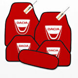 Kırmızı Renk Dacia Logolu Araba Halı Paspas Seti – 5 Parça, Kaymaz Taban, Kolay Temizlenebilir Oto Aksesuarı