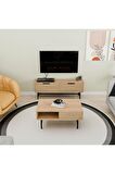 Mezza SET 4014-4214 BLANCO SİYAH METAL AYAKLI TV ÜNİTESİ - ORTA SEHPA TAKIMI SEPET YUNUS