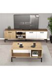 Mezza Set 1594-2084 Aurora 180 Cm Metal Ayaklı Tv Ünitesi + Aurora Orta Sehpa - Sepet-beyaz