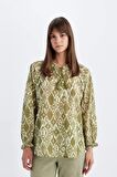 DeFacto Relax Fit Desenli Vual Uzun Kollu Tesettür Bluz Tunik C9738AX24SMGN1156