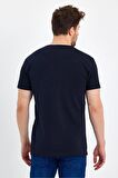 GENIUS STORE Erkek Bisiklet Yaka Basic Koyu Lacivert Tişört