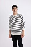 DeFacto Modern Fit Bisiklet Yaka Çizgili Sweatshirt B6498AX24SPWT32