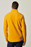 Erkek Sarı Anti-pilling Tüylenme Yapmayan Standart Fit Bato Yaka Soğuk Geçirmez Polar Sweatshirt