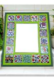 Çini Desenli 18 Parça Karo Çerçeveli (35*30 CM) Ahşap Dekoratif Ayna,6 Farklı Renk Seçeneği Ile...