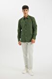 DeFacto Regular Fit Polo Yaka Gabardin Uzun Kollu Gömlek A5383AX24AUGN900