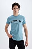 DeFacto Slim Fit Dar Kesim Bisiklet Yaka Baskılı Kısa Kollu Tişört C5674AX24HSBE532