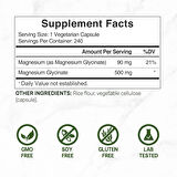 Deal Supplement Magnesium(Magnezyum) Glycinate 500mg, 240 Veggie Capsules | 100% Chelated for Easy Absorption | Essential Mineral Supplement for Muscle, Sleep, & Heart Health