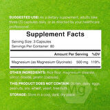 Deal Supplement Max Strength Magnesium(Magnezyum) Glycinate 500mg Per Serving, 240 Capsules | 100% Chelated for Easy Absorption | Essential Mineral Supplement for Muscle, Sleep, & Heart Health