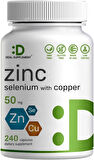 Deal Supplement Zinc Picolinate (Çinko) 50mg with Selenium + Copper(Bakır)240 Caps Supports Healthy Immune System for Adults and Kids