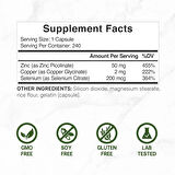 Deal Supplement Zinc Picolinate (Çinko) 50mg with Selenium + Copper(Bakır)240 Caps Supports Healthy Immune System for Adults and Kids