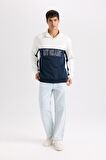DeFacto Relax Fit Dik Yaka Yarım Fermuarlı Baskılı Kalın Sweatshirt D2169AX24AUER139