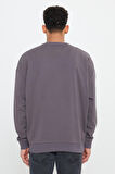 Oversize Bol Kesim 3 İplik Bisiklet Yaka Pamuklu Sweatshirt