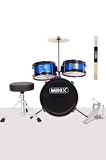 Midex CD300X-BL Akustik Junior Çocuk Baterisi Davulu Seti 5-14 Yaş İçin Full Set