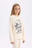 DeFacto Kız Çocuk Disney Mickey & Minnie Pijama Takımı Bisiklet Yaka Uzun Kollu Üst Uzun Alt D7751A824WNER134