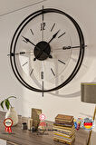 (xxl 65*65 ) Siyah Deluxe Şeffaf Cam Iskandinav Modern Dekoratif Duvar Saati