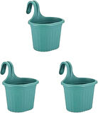 Tom1 Askılı Balkon Saksıları, 22,2 Cm, 3 Litre, 3 Adet Yeşil