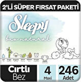Bio Natural 2'li Fırsat Paketi Bebek Bezi 4 Numara Maxi 246 Adet