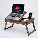 Vigo Wood Katlanır Ayaklı Ayarlanabilir Laptop Sehpası Telefon Bölmeli Bilgisayar Çalışma Sehpası