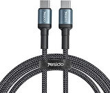 Yesido 2M 60W Hasırlı Type-C To Type-C Pd Hızlı Şarj Kablosu - Siyah