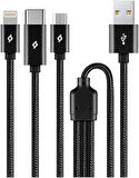 AlumiCable Şarj Kablosu 1mt. Type-C, Lightning, Micro USB