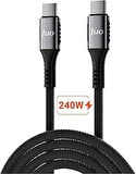 Juo 240W 5A E-Mark Çipli Örgülü Usb Pd Type-C To Type-C Hızlı Şarj Ve Data Kablosu 2 Metre