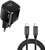 Rapid 20W USB-C Mini PD Hızlı Şarj Cihazı Güç Adaptörü ve 50 cm Hızlı Şarj Ve Data Kablosu L23 - TCT-50