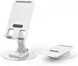 Moddestore Katlanabilir Telefon Tablet Tutucu Stand, 360 Derece Ayarlanabilir, Şarj Standı, Beyaz