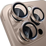 Happy Trend iPhone 16 Pro ve iPhone 16 Pro Max Kamera Camı Lens Koruyucu Halka Set - Çöl Titanyum