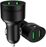 Tronsmart Cc2Tf Çift Usb Çıkışlı Qualcomm Qc 3.0 Araç Şarj Cihazı