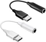 TYP-C İçin 3.5mm Kulaklık ve Mikrofon Adaptörü Siyah