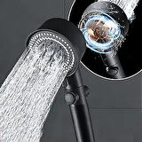 ZEMUS 5 Fonksiyonlu Duş Başlığı - Turbo Fan Duş Başlığı - Siyah
