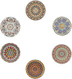 GiftHome 6 lı Çini Desenli Metal Bardak Altlığı ve Metal Stand