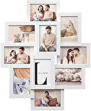 SONGMICS resim çerçevesi kolajı, her biri 10 x 15 cm 10 fotoğraf için, MDF'den yapılmış, montaj gerekli, beyaz RPF20WT