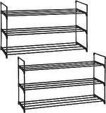 Songmics 3 Katlı Ayakkabı Rafı, Ayakkabı Saklama Düzenleyici, 2'li Set, Metal Saklama Rafı, 30 x 92 x 54 cm, Siyah Lsa06Bk