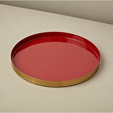 Be Home Mat Altın Kırmıızı Tepsi Çap 38 X 3 Cm