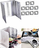 Kyrotech Ocak Arkası Ve Yanı Koruyucu Alüminyum Koruyucu Panel Pişirme Tava Yağ Sıçrama Önleyici Ve 10 Adet Alüminyum Ocak Kapağı Koruyucu Sıçrama Dökülme Önleyici Set