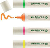 edding 24 EcoLine fosforlu kalem, 4'lü set, karışık renkler, kesik uç