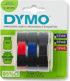 Dymo 3D Plastik Kabartma Şerit , 3'lü Paket, Siyah/Kırmızı/Mavi - S0847750
