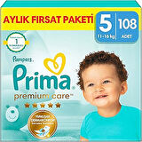 Bebek Bezi Premium Care 5 Numara 108 Adet Aylık Fırsat Paketi