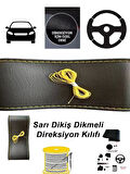 Chevrolet Kalos Araçlara Uyumlu Oto,Araba  Direksiyon Kılıfı Sarı Dikiş