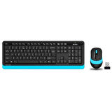 A4 Tech Fg1010 Kablosuz Q Trk Optic Mouse Siyah/Mavi Multimedya Klavye - Mouse Set