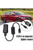 Type-C 5 Volt To 12 Volt Çakmak Fiş Çevirici Dönüştürücü Adaptör 30 cm Yüksek Hızlı Çevirici Adaptör