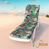 Koyu Yeşil Palmiye Desenli %100 Su Geçirmez Şezlong Minderi