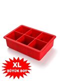 6'lı Kare Buz Kalıbı - 6 Bölmeli Buzluk 5cm Dev Buz Küpleri - Sunum Buz Küpü