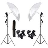 Deyatech 2'li Sabit Beyaz Şemsiye Işık Seti 2 Duylu Double Holder Umbrella Youtube Video ve Fotoğraf