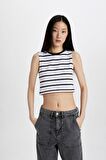 DeFacto Slim Fit Dar Kesim Çizgili Bisiklet Yaka Atlet C6206AX24SMBK81